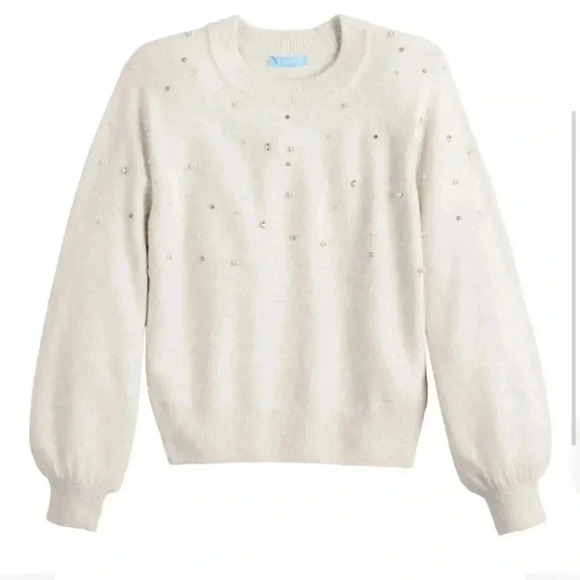 Draper James RSVP Long Sleeve Embellished Pearl and Rhinestone Sweater - Picture 3 of 7